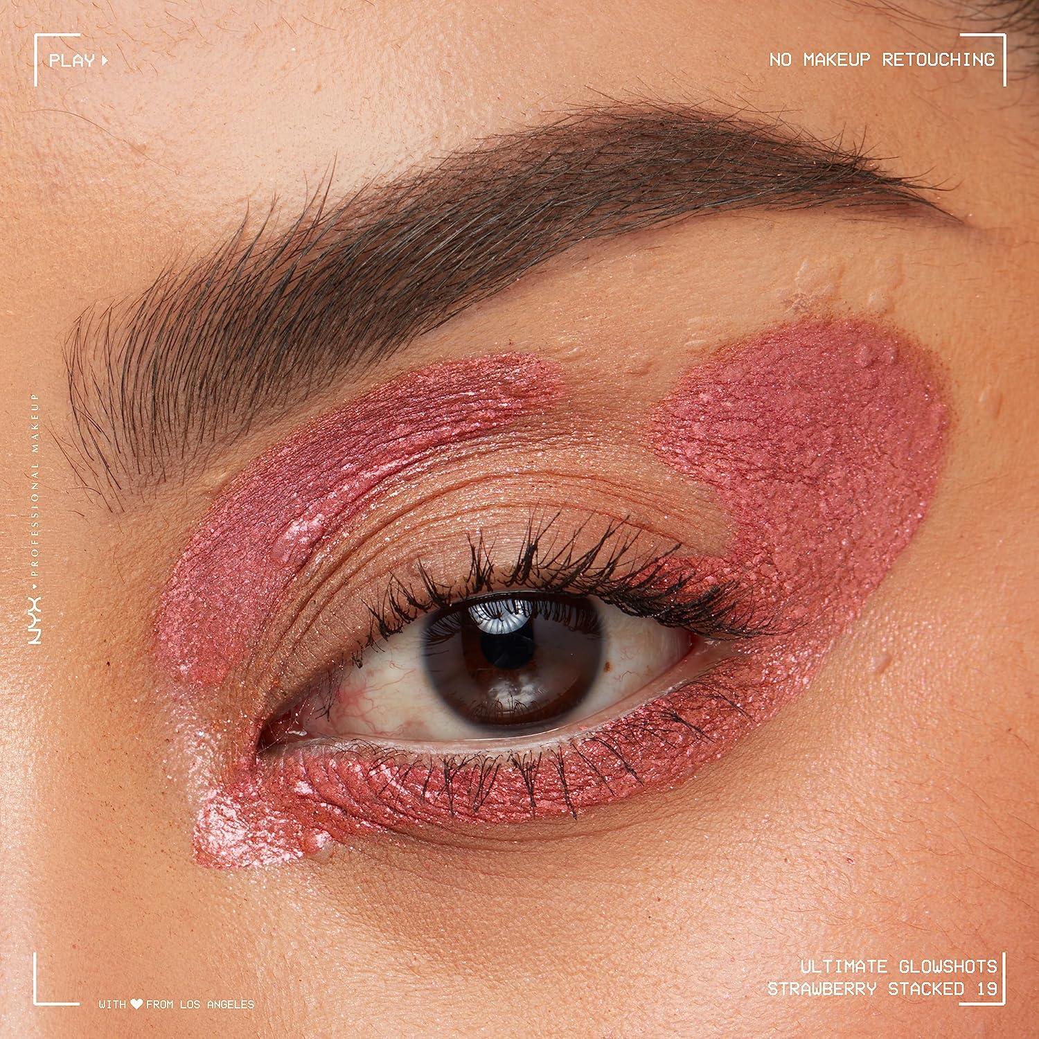 imageNYX PROFESSIONAL MAKEUP Ultimate Glow Shots Liquid Eyeshadow LongLasting Shimmer Eye Shadow with Vitamin C  Come Thru CoconutStrawberry Stacked