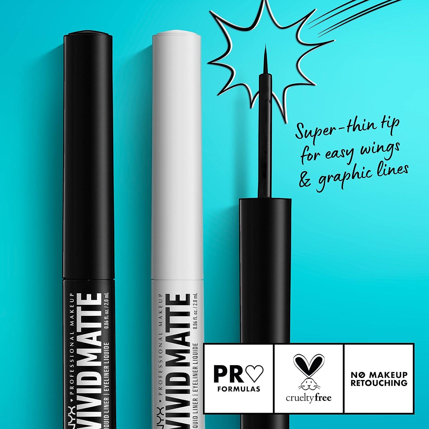 imageNYX PROFESSIONAL MAKEUP Vivid Matte Liquid Liner SmearResistant Eyeliner with Precise Tip  Black01 Black