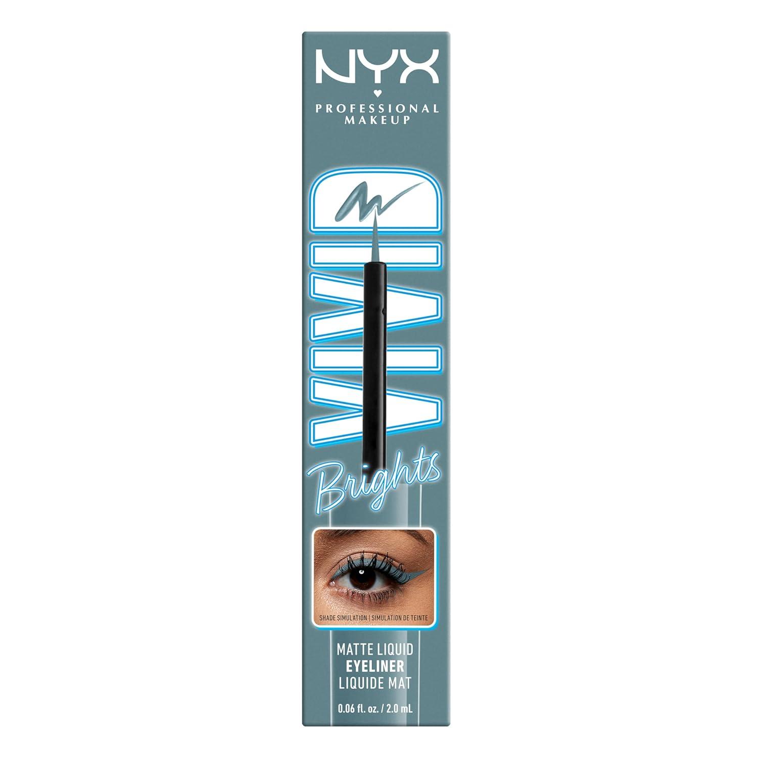 imageNYX PROFESSIONAL MAKEUP Vivid Matte Liquid Liner SmearResistant Eyeliner with Precise Tip  Black01 Cyan Simp
