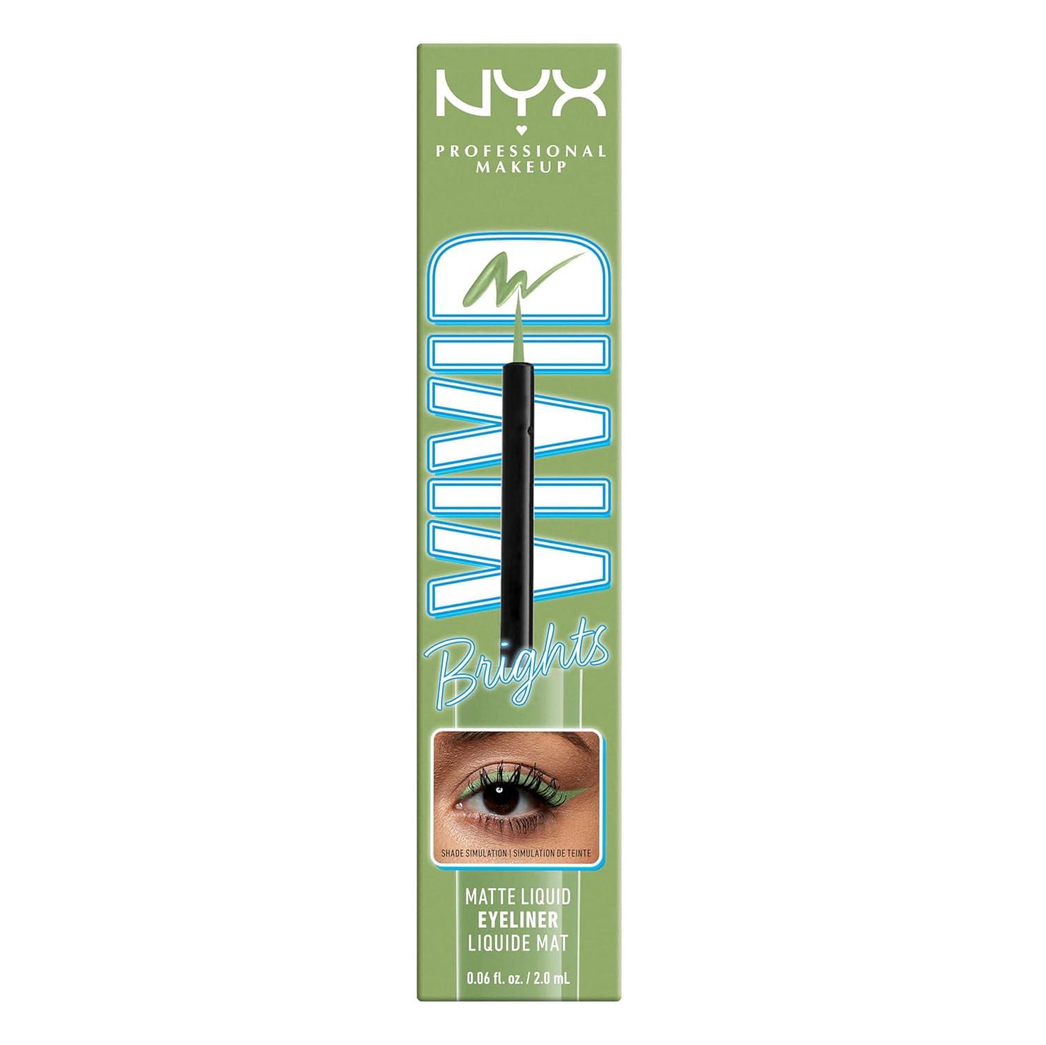 imageNYX PROFESSIONAL MAKEUP Vivid Matte Liquid Liner SmearResistant Eyeliner with Precise Tip  Black02 Ghosted Green