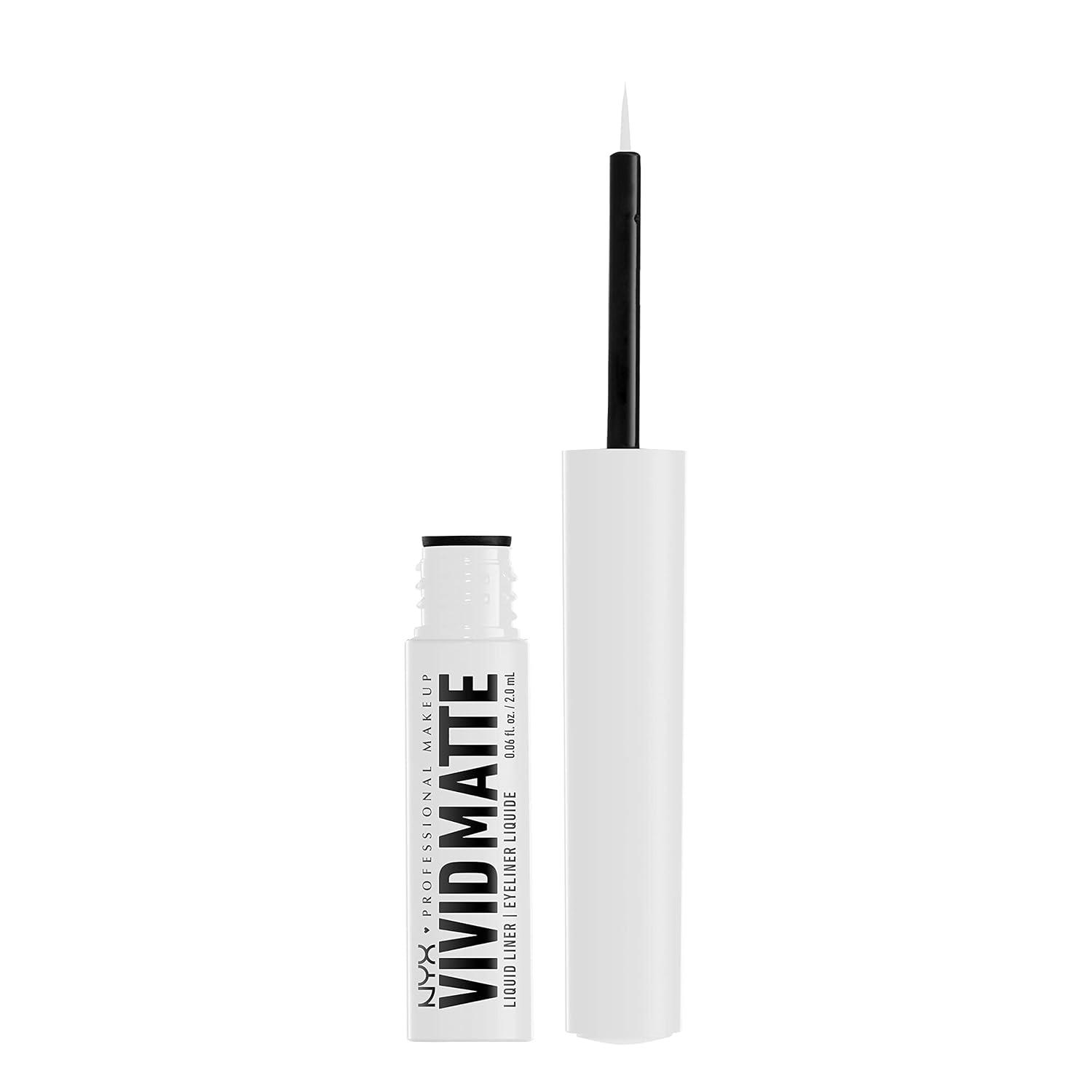 imageNYX PROFESSIONAL MAKEUP Vivid Matte Liquid Liner SmearResistant Eyeliner with Precise Tip  Black02 White