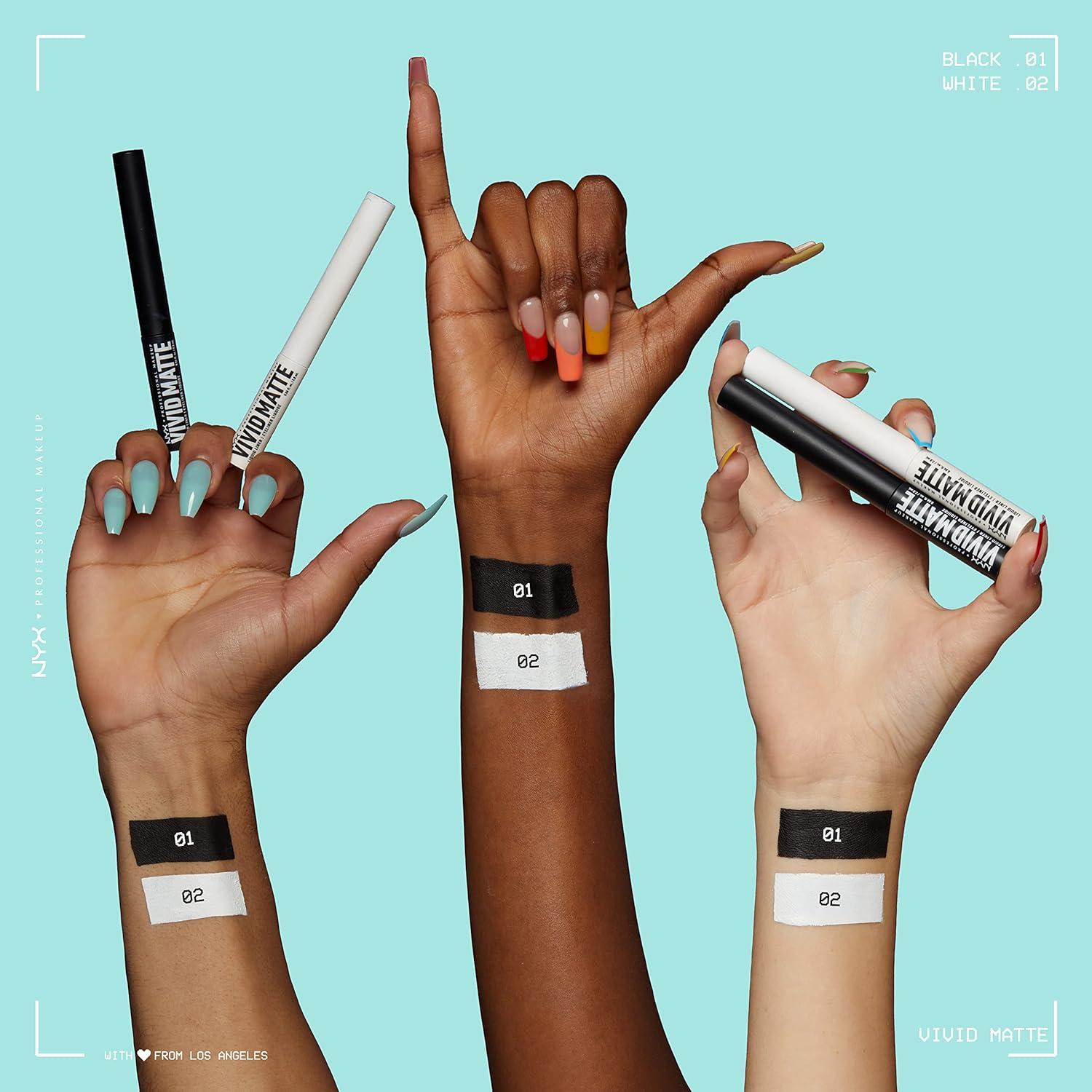 imageNYX PROFESSIONAL MAKEUP Vivid Matte Liquid Liner SmearResistant Eyeliner with Precise Tip  Black02 White