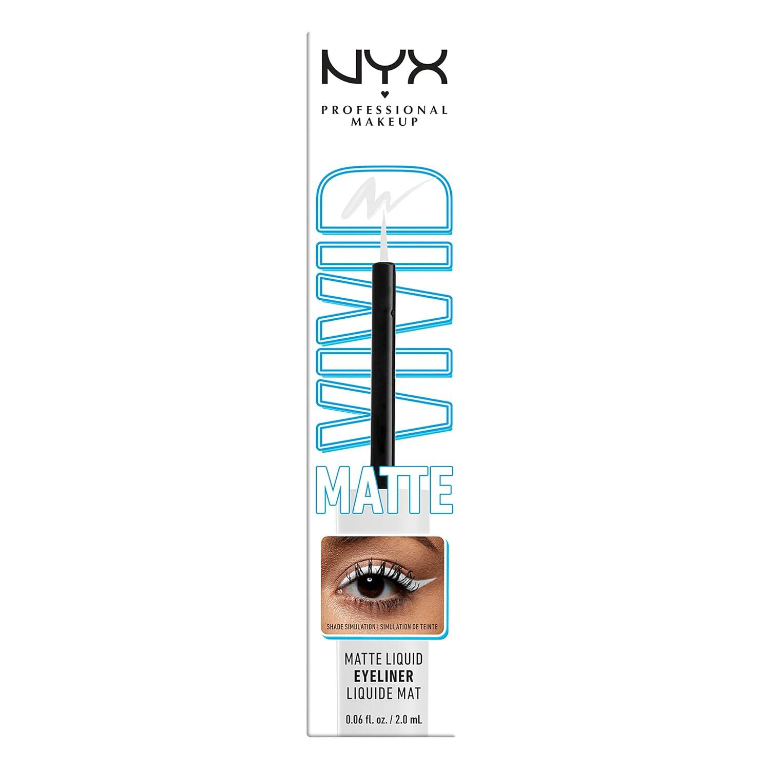 imageNYX PROFESSIONAL MAKEUP Vivid Matte Liquid Liner SmearResistant Eyeliner with Precise Tip  Black02 White