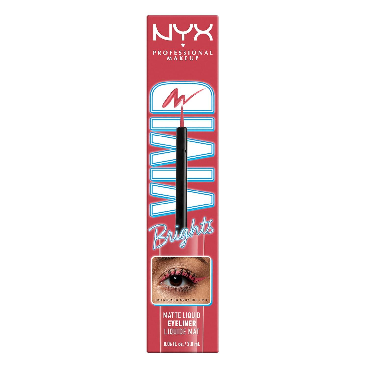 imageNYX PROFESSIONAL MAKEUP Vivid Matte Liquid Liner SmearResistant Eyeliner with Precise Tip  Black04 On Red