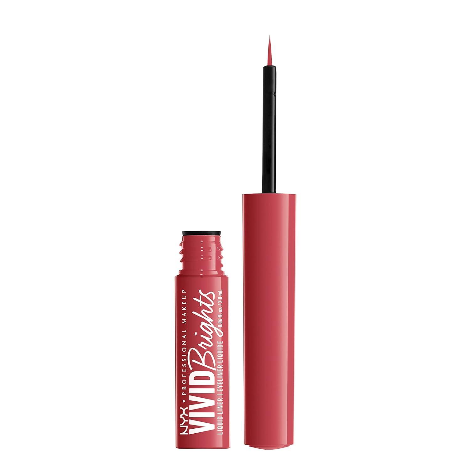 imageNYX PROFESSIONAL MAKEUP Vivid Matte Liquid Liner SmearResistant Eyeliner with Precise Tip  Black04 On Red