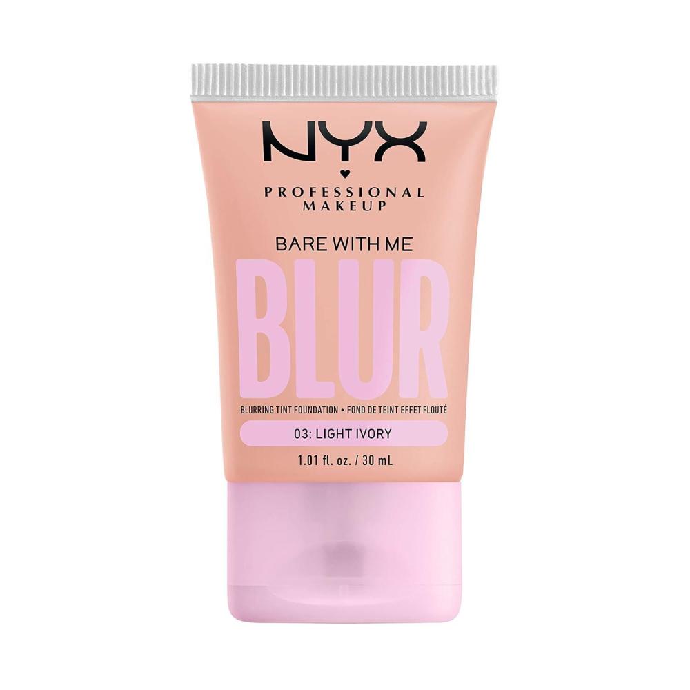imageNYX PROFESSIONAL MAKEUP Bare With Me Blur Skin Tint Foundation Make Up with Matcha Glycerin ampamp Niacinamide  Golden03 Light Ivory