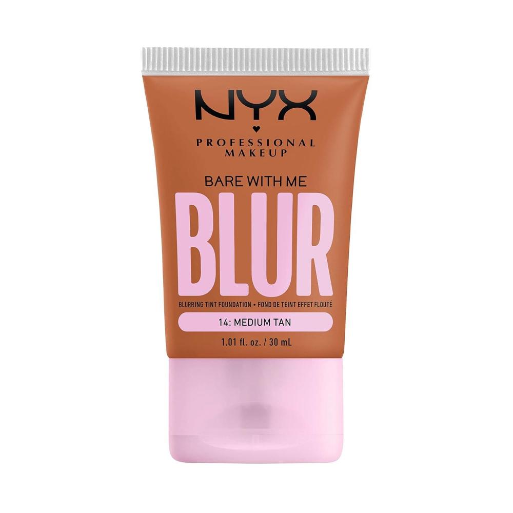 imageNYX PROFESSIONAL MAKEUP Bare With Me Blur Skin Tint Foundation Make Up with Matcha Glycerin ampamp Niacinamide  Golden14 Medium Tan