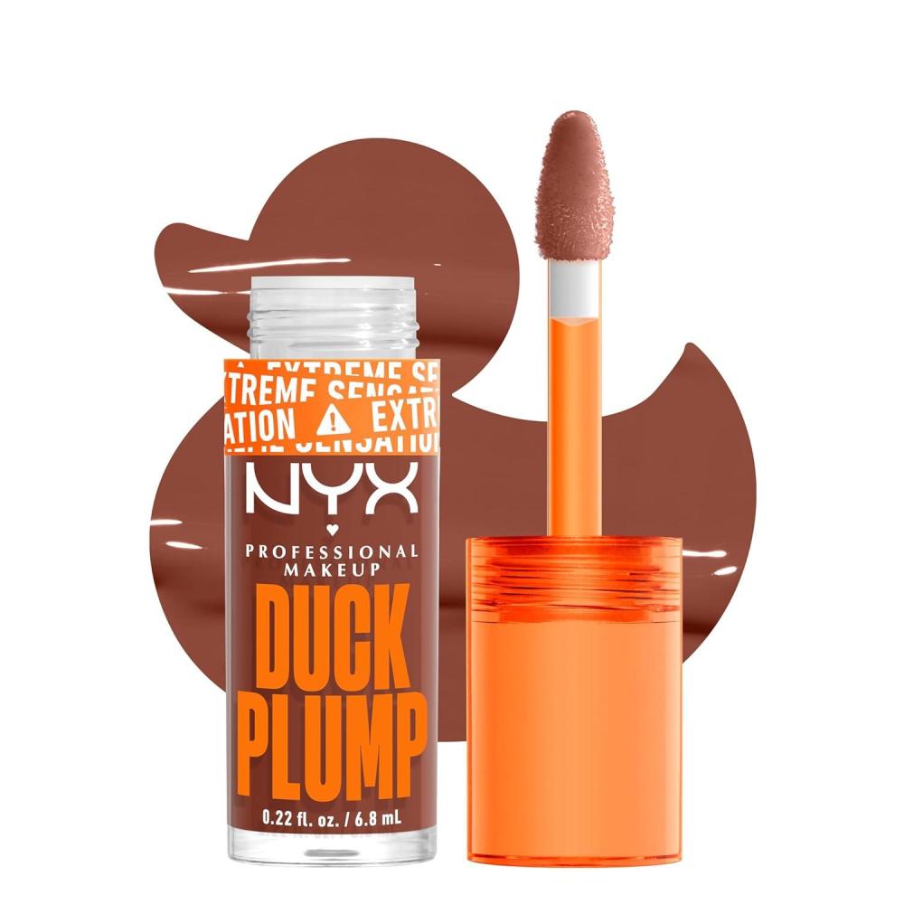 imageNYX PROFESSIONAL MAKEUP Duck Plump High Pigment Lip Gloss Lip Plumper Gloss with Spicy Ginger  Clearly Spicy07 Mocha Me Crazy