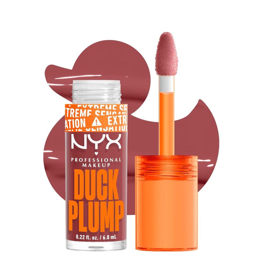 imageNYX PROFESSIONAL MAKEUP Duck Plump High Pigment Lip Gloss Lip Plumper Gloss with Spicy Ginger  Clearly Spicy08 Mauve Out of My Way