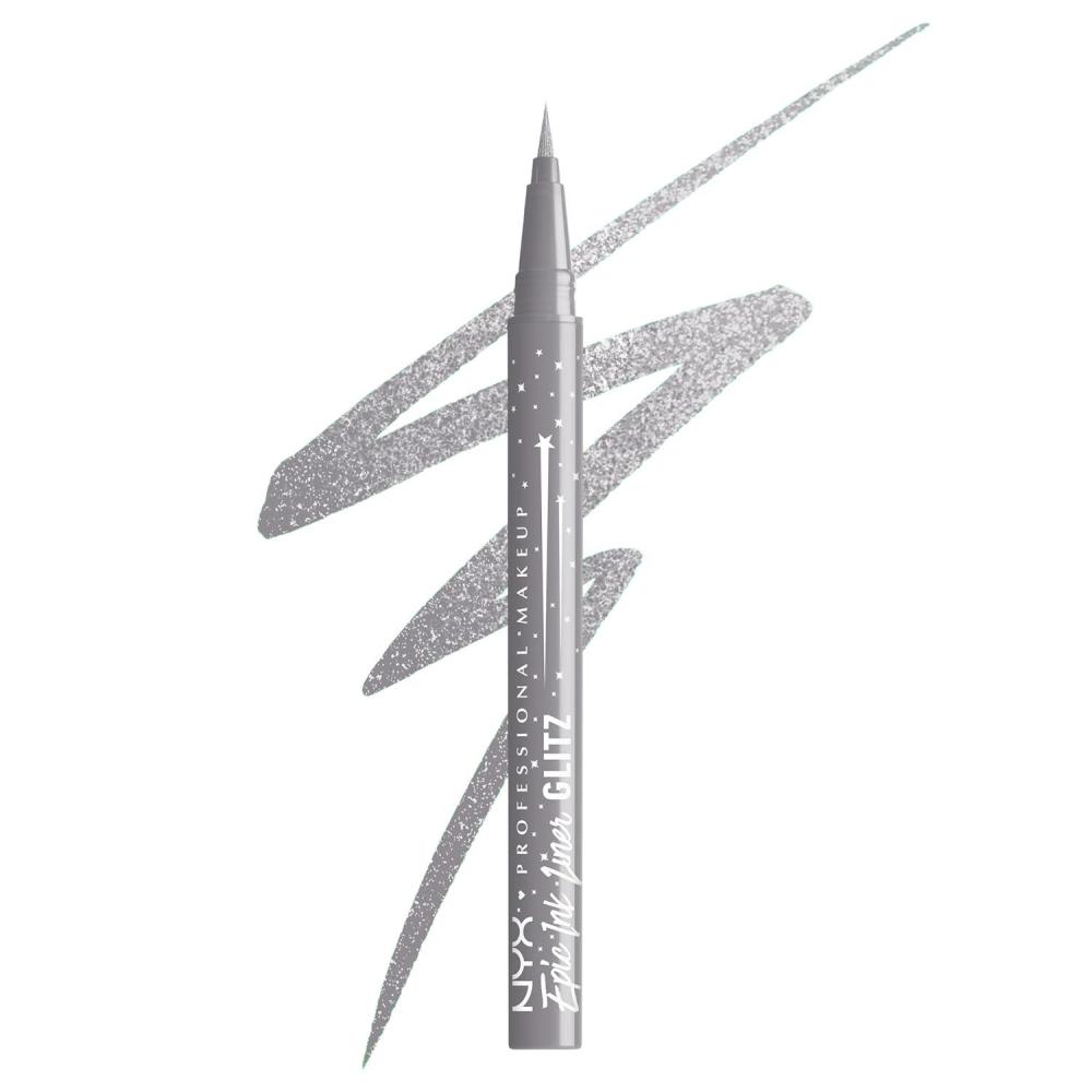 imageNYX PROFESSIONAL MAKEUP Epic Ink Glitz Liner Waterproof Metallic Liquid Eyeliner with Vegan Formula  Graphite Glitz Shimmer Graphite Black04 Flashy Flare
