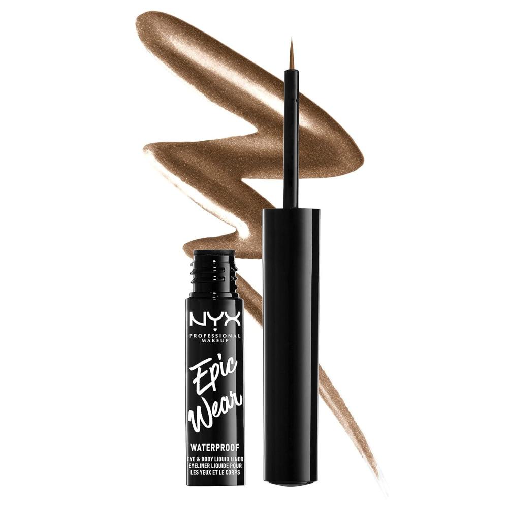 imageNYX PROFESSIONAL MAKEUP Epic Wear Metallic Liquid Liner LongLasting Waterproof Eyeliner  Black MetalBrown Metal