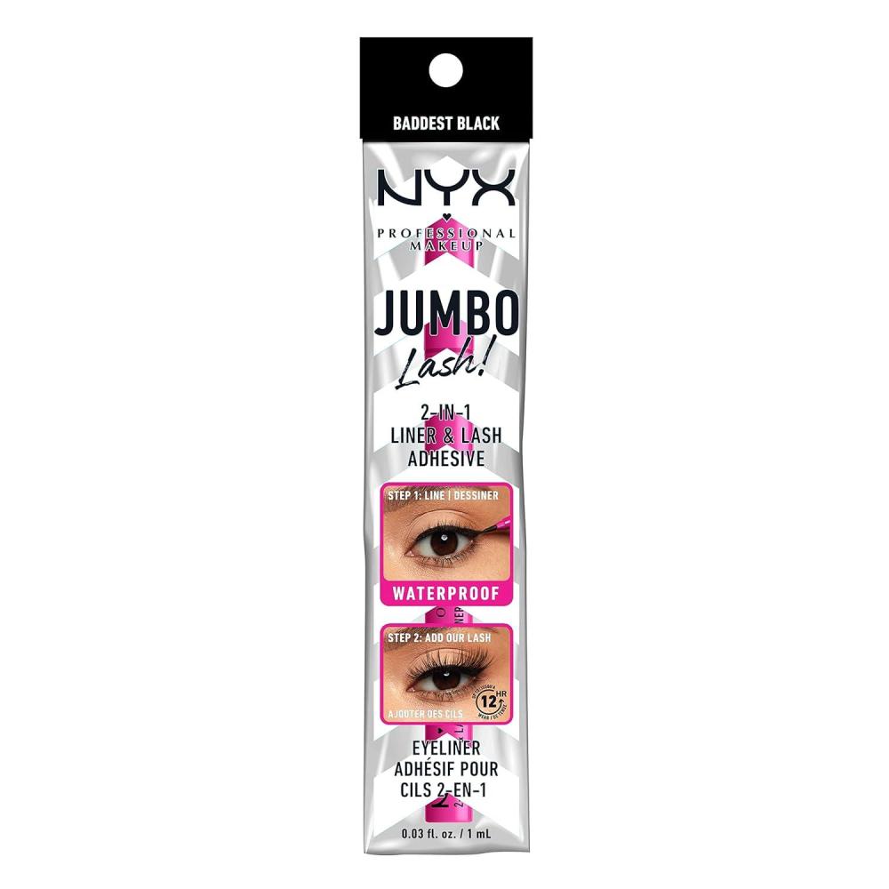 imageNYX PROFESSIONAL MAKEUP Jumbo Lash Vegan False Eyelashes Up to 12HR Wear Reusable Fake Lashes  Wispy FlutterBaddest Black