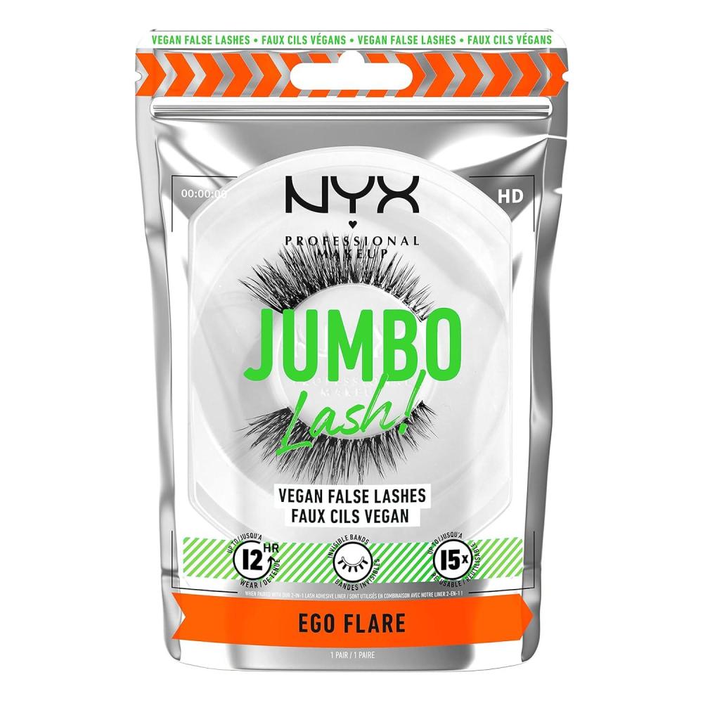 imageNYX PROFESSIONAL MAKEUP Jumbo Lash Vegan False Eyelashes Up to 12HR Wear Reusable Fake Lashes  Wispy FlutterEgo Flare