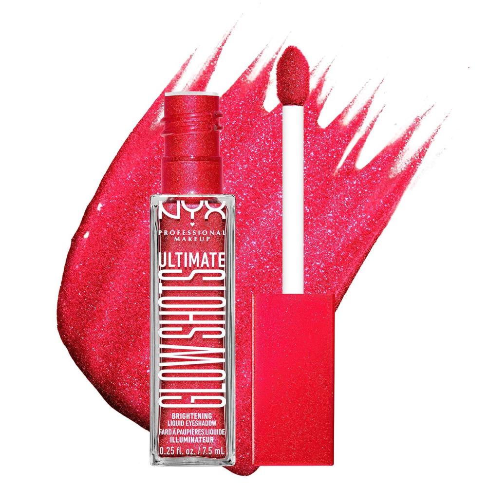 imageNYX PROFESSIONAL MAKEUP Ultimate Glow Shots Liquid Eyeshadow LongLasting Shimmer Eye Shadow with Vitamin C  Come Thru CoconutStrawberry Stacked