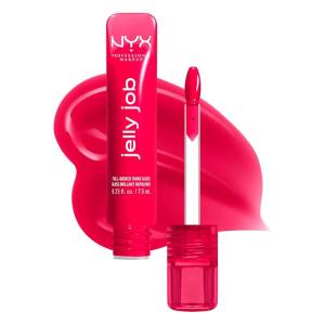 imageNYX PROFESSIONAL MAKEUP Jelly Job Lip Gloss Lip Tint Gloss with FullBodied Smoothing and HyperGlossy Shine  Jelly Squeeze Peach Pearl Shimmer14 Cherry Jelly